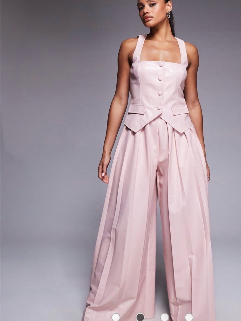 ASOS Blush Pink Tailored Wide-Leg Vest and Trouser Set